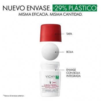 Vichy Desodorante Clinical Control 96H Roll-on 50 ml antitranspirante antibacteriano para sudoración excesiva