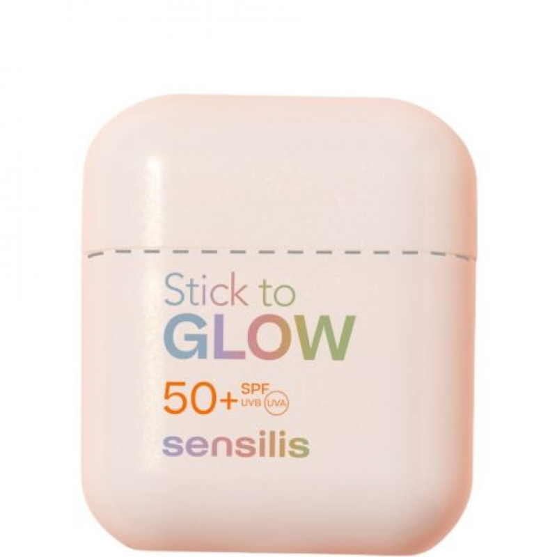 Sensilis Stick to GLOW SPF 50+ protector solar facial en barra con acabado perlado luminoso y acción antimanchas