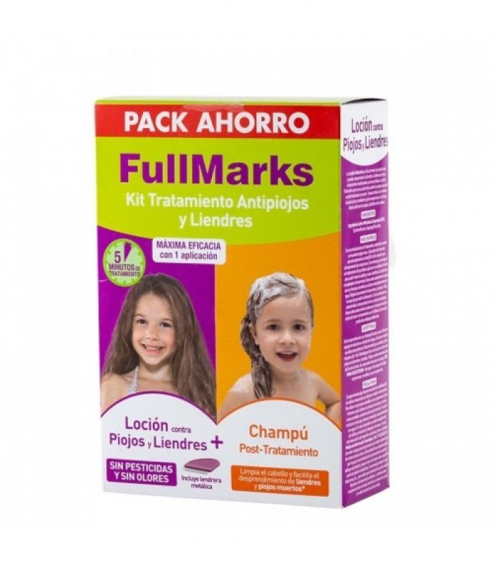 FullMarks Kit Tratamiento Antipiojos y Liendres Loción y Champú para infestación de parásitos en niños y adultos 