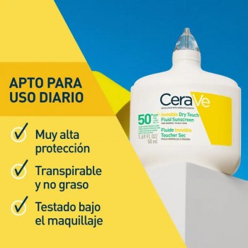 CeraVe Fluido Protector Invisible Oil Control SPF50 facial para piel mixta a grasa acabado mate